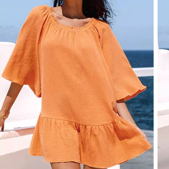 Cupshe Swim Cupshe Sarina Round Neckline Ruffled Cover Up Poshmark